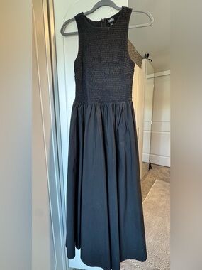 INC International Concepts Black Smocked Sleeveless Maxi Dress
